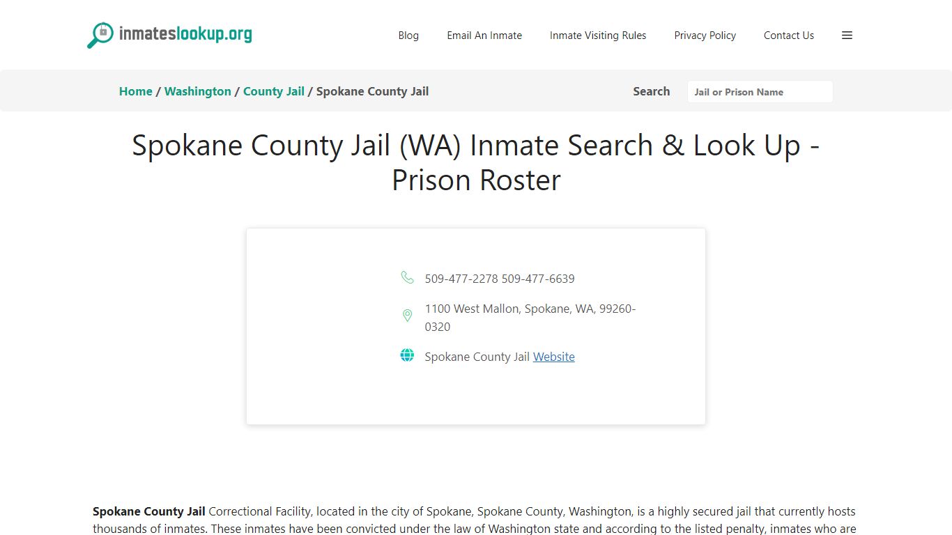 Spokane County Jail (WA) Inmate Search & Look Up - Prison Roster